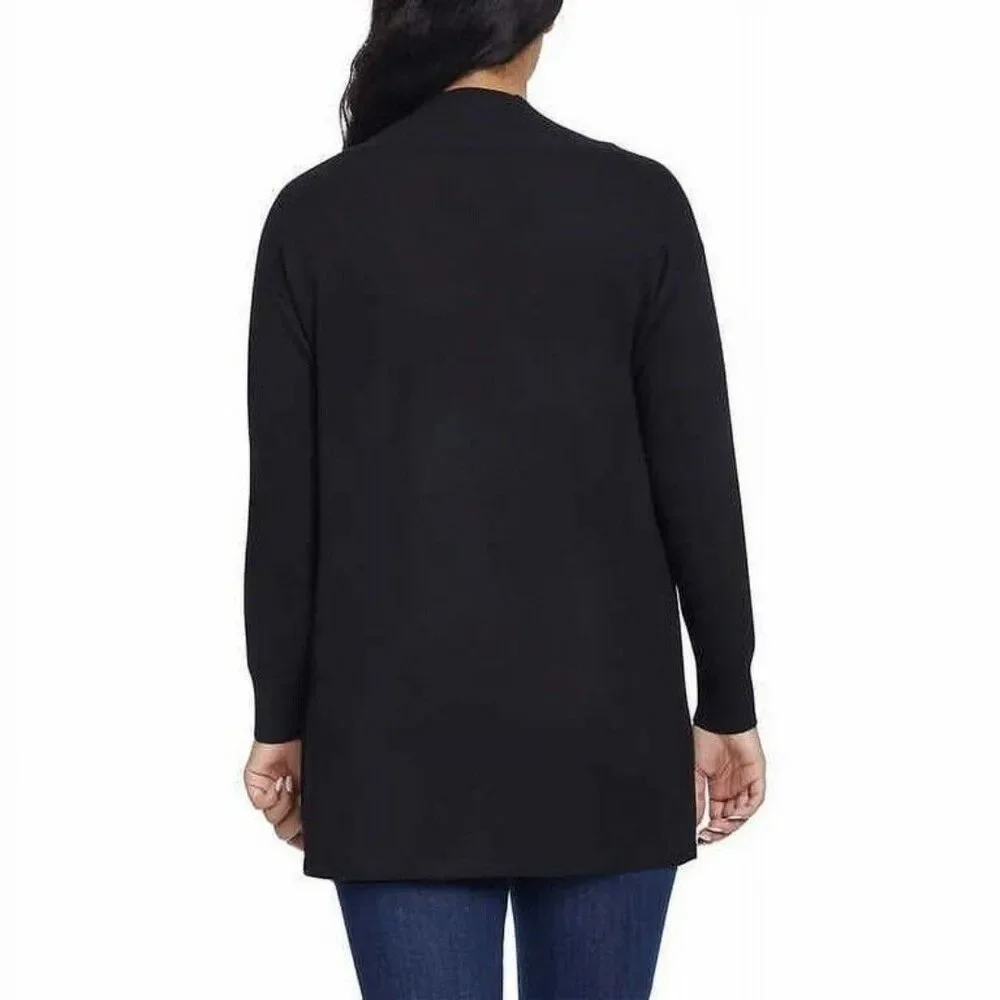 Gloria Vanderbilt Womens Open Front Lightweight Black Cardigan Relaxed Pockets S - Picture 3 of 5